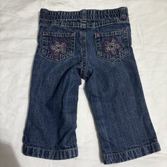 Vintage Carter’s Girls Blue Denim Capri Jeans Floral Pocket Embroidery 6 Months