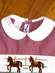 Silly Goose Smocked Horse Outfit Girls 4T Red Gingham Pant Set Equestrian
