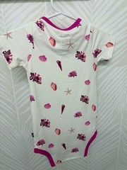 Kyte Baby Raspberry Seashell Bamboo Short Sleeve Bodysuit Beach