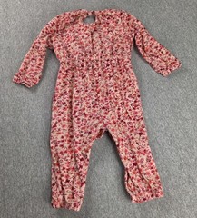 Baby Girls One-Piece Jumpsuit 6-12M 100% Cotton Pink Floral Long Sleeve