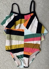 Tea Collection 2T One Piece Multicolor Ruffle Swimsuit Adjustable Straps