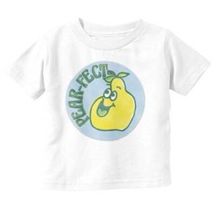 Funny Vintage Pear-Fect Fruit Pun Sticker Toddler Boy Girl Youth T Shirt Tee