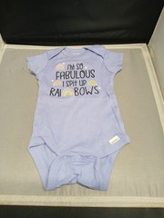 Onsies Baby Girl’s Jump Suit Blue Size 6/9 M Text Printed Snap Button Pull On