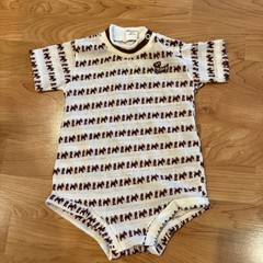 Vtg Scottie Dog Sears Baby Romper Knit Sz Small Brown White w/snaps SEE & READ