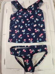 Carter’s Girls 2-Piece Cherry Tank Swim Set Bikini Bottom Navy Blue Pink 4T