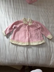 Pink Girls Basic Coat & Hat Set, Lace Trim, 50% Cotton 50% Polyester, Size L