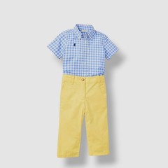 Polo Ralph Lauren Baby Boys Blue Cotton Shirt and Flex Abrasion Pants Set 6M