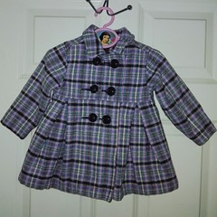 Special Occasion Preppy Double Breasted Purple Cotton Tweed Plaid Lined Sz 18 24