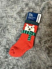 OLD NAVY BABY / TODDLER COZY SOCKS NON-SLIP Red With Bear SIZE S (6-12months)