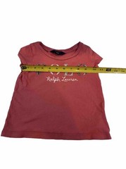 Pre-owned Youth Girls Ralph Lauren SALMON SHIRT w/ denim POLO lettering, 3/3T