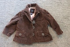 Baby Gap Girl’s Toddler 12-18 Three Button Brown Corduroy Coat