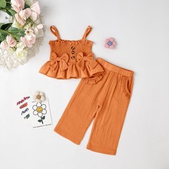9-12 Months Girl Clothes Baby Summer Toddler Outfits Cute Bow Button Ruffle C…