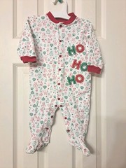 Carter’s Unisex Christmas HO HO HO Footed Sleeper White, Red & Green Sz 6 Month