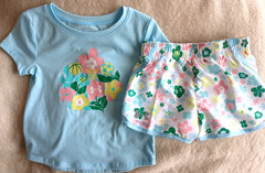 UNDER ARMOUR BLUE*WHITE*PINK SPORTS/FLORAL SHORTS OUTFIT-12 MONTHS-NEW WITH TAGS