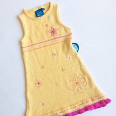 Kaboo Sweater Dress Girls 2 2T Yellow Beaded Embroidered Flower Knit NEW NWT