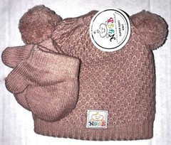 NYGB 2 piece knit set tan/pom poms WINTER motif size SMALL NEWBORN