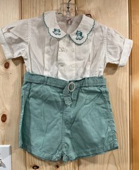 Vintage 1930s Peter Piper Romper White/Green + Dog Embroidery – UniSex