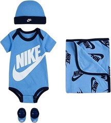Nike Baby (0-6M) 4 Piece Set – Blanket/Bodysuit/Hat/Booties (2542), O2(C459T)