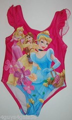 Toddler Girls 1 PC Swimsuit DISNEY PRINCESS Pink BELLE CINDERELLA AURORA Size 3T
