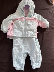 Columbia EUC Aqua/Lavender 💕 Fleece Lined Snow Zip Jacket & Bib Overall-6Mos