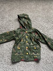 Hatley 2T Rain Jacket Camping Print Rain Coat Hooded Green