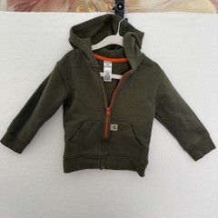Carhartt Toddler Size 24M Dark Green Orange Full Zip Sweatshirt Fleece Lined
