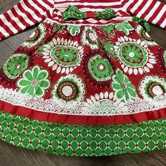 Counting daisies christmas holiday dress Red White Stripes size 3t Green Print