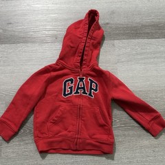 GAP Baby Red Logo Full Zip Hooded Fleece Jacket w/ Pockets Size 3 Years