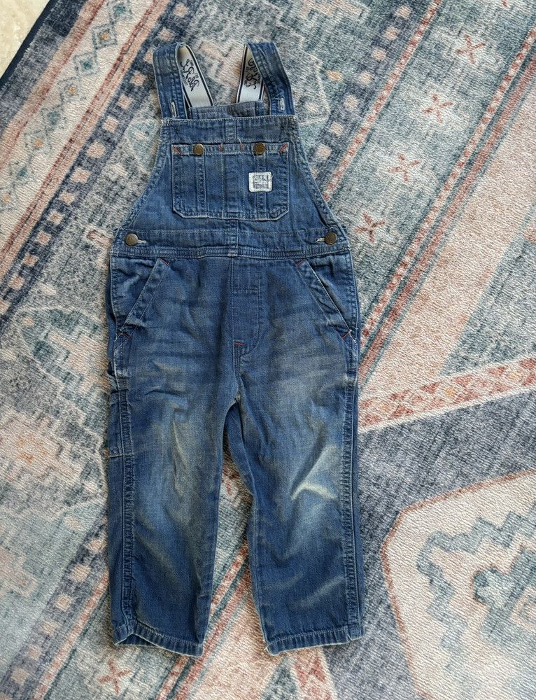 Polo Ralph Lauren Blue Denim Overall One-Piece 2/2T Button Logo Pockets