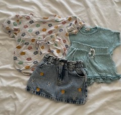 Jessica Simpson Toddler Girls 3T Summer Bundle 5 Pc Matching Sets + Denim Skirt