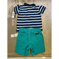 NAUTICA Baby Boys Green Blue White Preppy 2-Piece Matching Summer Outfit NWT 18M