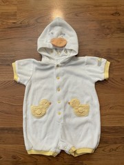 Vintage Carter’s Yellow Duck Duckie Hooded Terry Cloth Cover Up Romper 1pc 6-9m