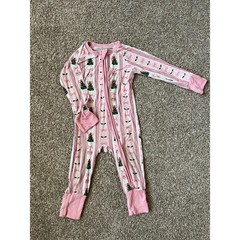 Jammers Girls Pink Christmas Tree Bows Sleeper Pajamas 9-12M
