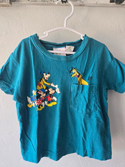 Vintage Disney Kids XS (2-4) Teal Short Sleeve Pocket T-Shirt Mickey Goofy Pluto