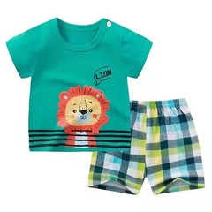 Baby Boy Shorts Set – Summer Clothes with Dinosaur Cotton Tops + Shorts Outfi…