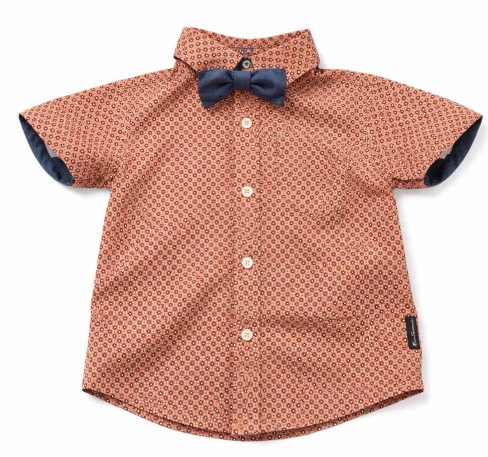 Ben Sherman Baby Boy Button Down Shirt Bow Tie 12M Mod Print
