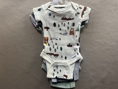 THREE Preemie One-Piece “Camping” Themed Short Sleeve Onesies, New With Tags!