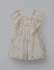 Zara Short Glitter Floral Jumpsuit, Beige Size 2 years