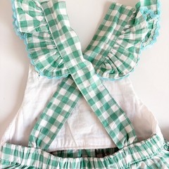 Lil Cactus Baby Girls Green Gingham Smocked Sea Life Ruffle Romper Size 12-18M
