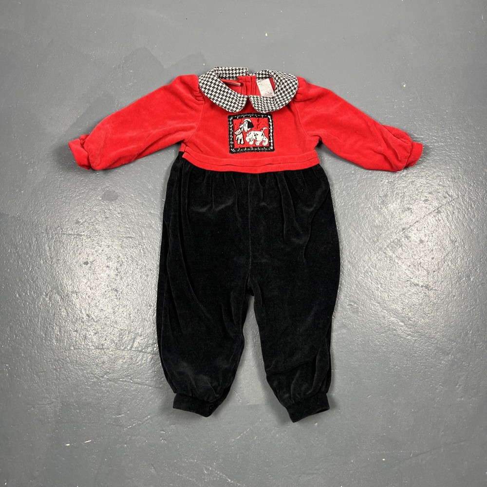 Vintage Disney 101 Dalmatians Velour Romper 18 Month Snap Close VTG RARE