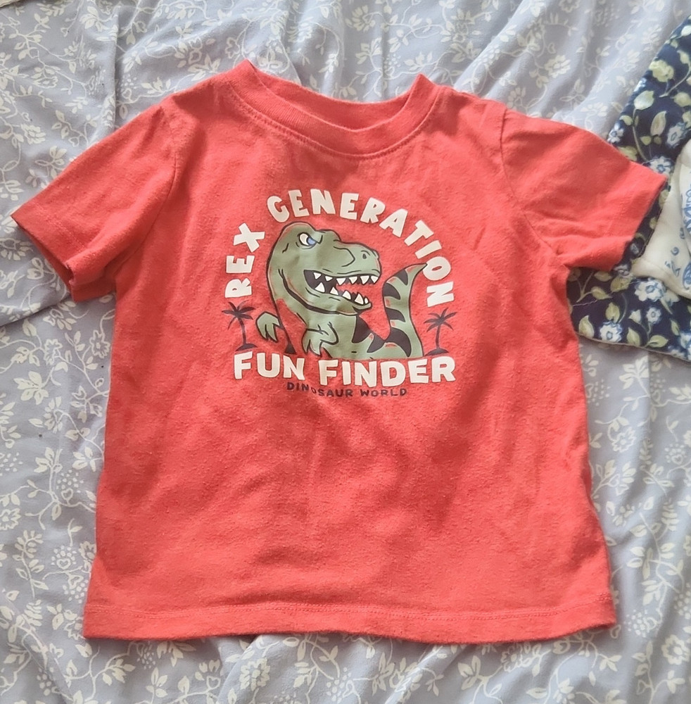 Garanimals 18M Red short Sleeve Cotton Crew Neck T-Shirt T-Rex Graphic