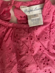 NWT Ralph Lauren Baby Girls Pink Eyelet Ruffle Open Back Romper Size 3M
