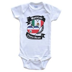Mexican Costa Rican Heart Flags Mexico Costa Rica Baby Bodysuit