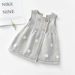 Laurenza’s Toddler Girls Knit Grey Daisy Dress