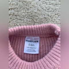 Spearmint Love Size 0-6 Months Pink Mini Chunky Oversized Knit Wool Sweater