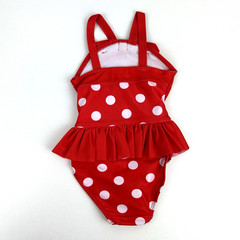 Disney Toddler Red Ruffle Polka Dot Tied Bow Metallic Minnie Mouse Swimsuit Sz 2