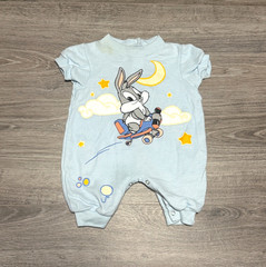 1998 Vintage Baby Looney Tunes Baby Bugs Bunny Airplane AOP Romper One Size RARE
