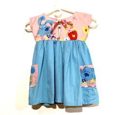 Vintage Y2K Blue’s Clues A-Line Dress Cap Sleeve 4T Girls Hand Made Cotton Blend