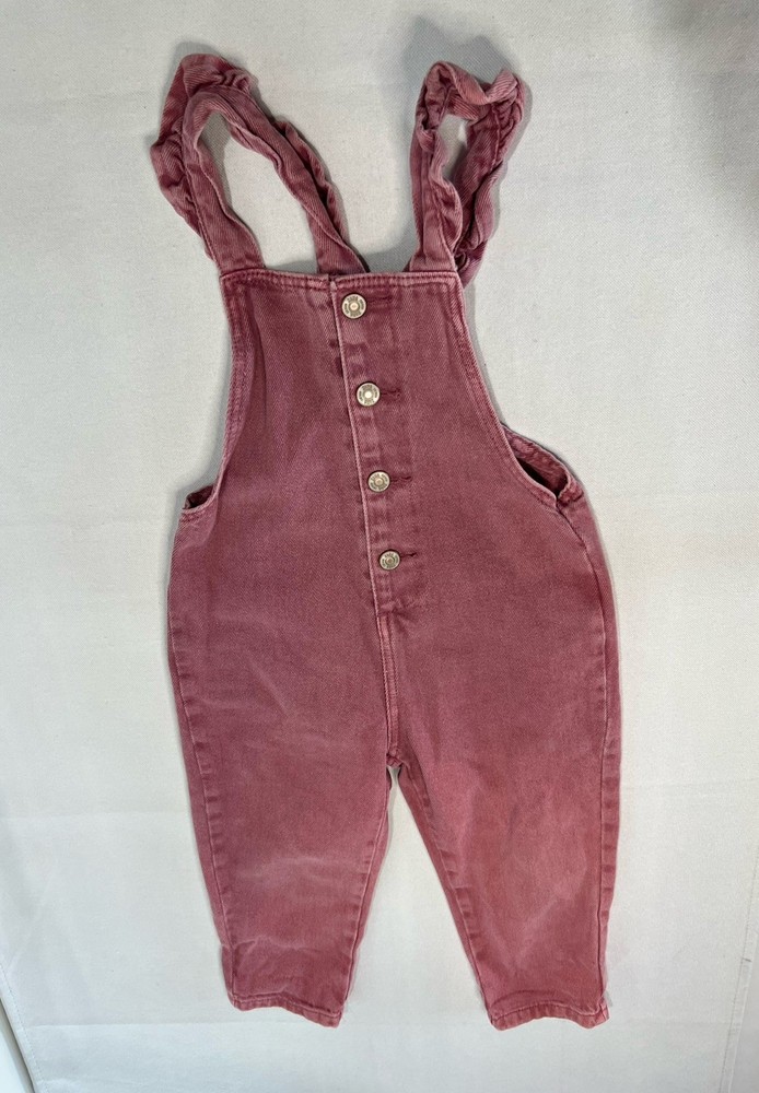 Maybe Toddler Girl ZARA Overalls Button Down Ruffled Sleeves