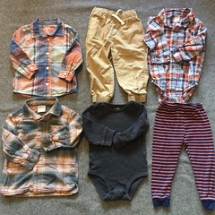 Baby Boy 18-24 Months Clothing Lot 6x Pieces Bulk Winter Flannel Thermal Organic